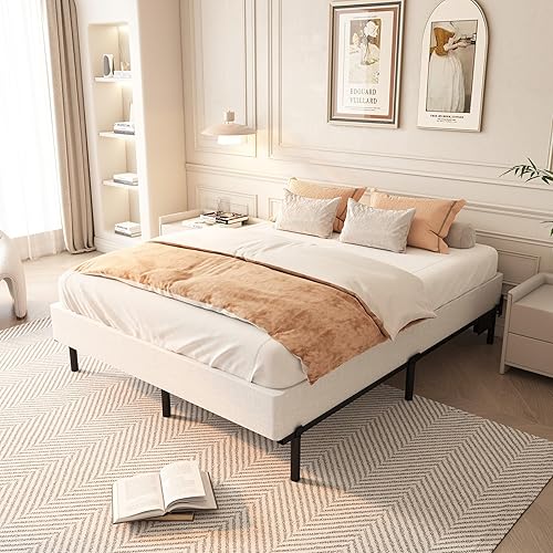 Miniatura 7 de Somier Queen de 7 pulgadas, solo somier de alto perfil, base de colchón con marco de metal resistente, fácil montaje, sin ruido