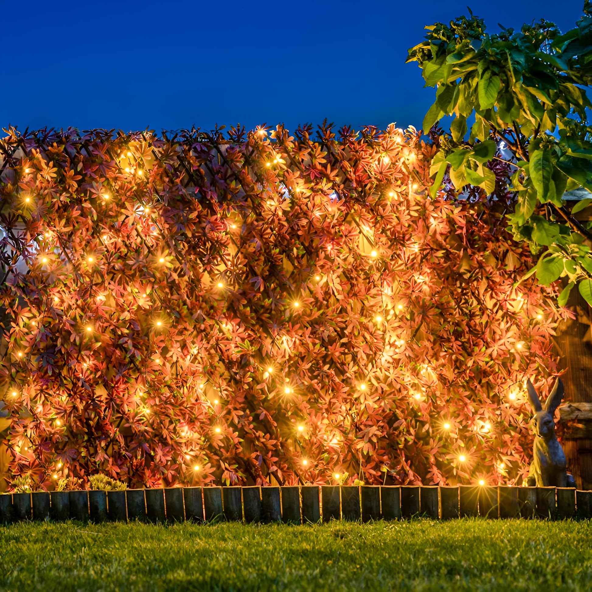 Primrose Red Papillon Extendable Artificial Acer Fencing Screening Trellis With Leds 2M X 1M (6Ft 7In X 3Ft 3In)
