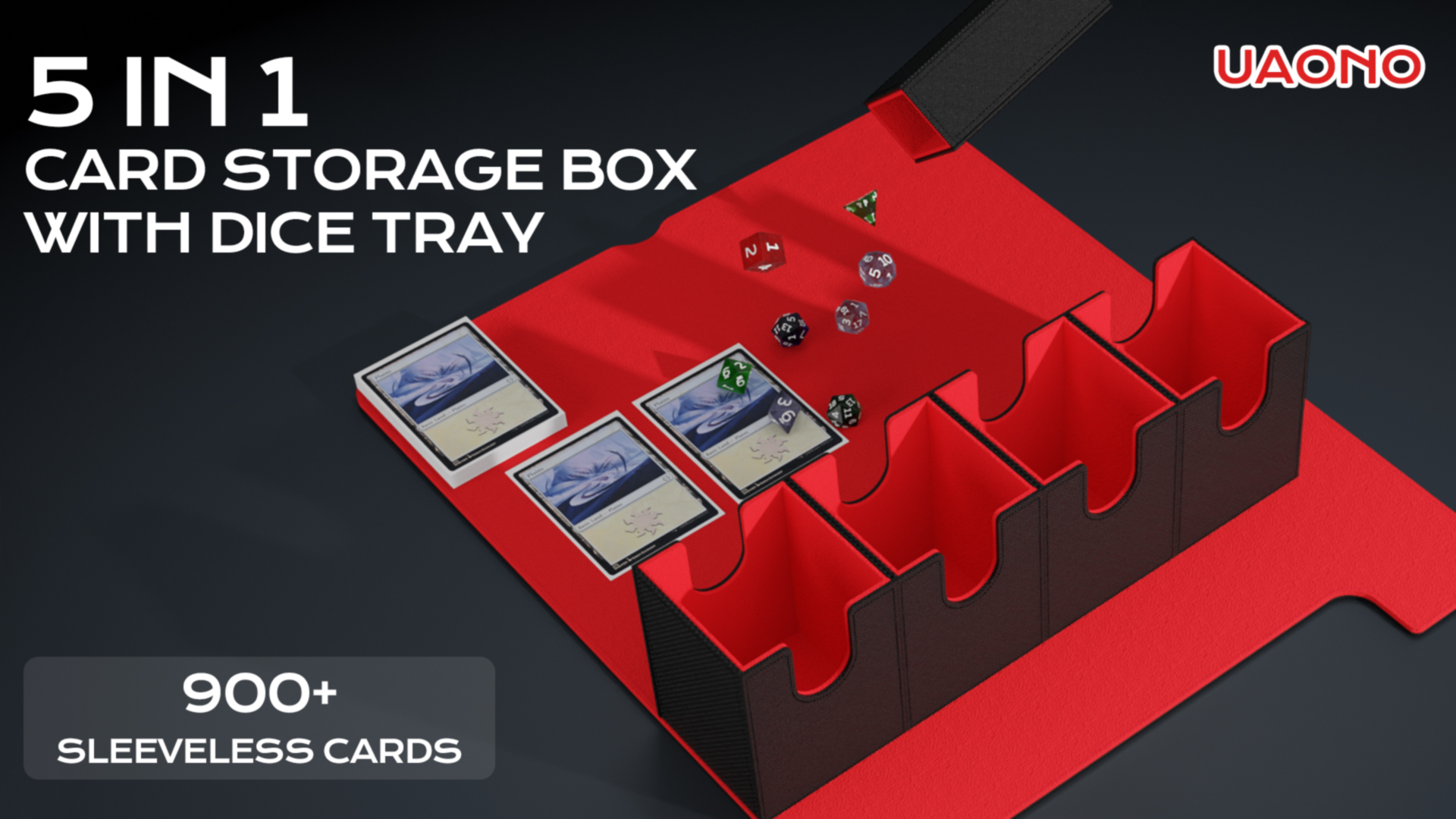 Amazon.com: UAONO Card Deck Box with Dice Tray for MTG, 5 in 1 Card Deck  Case Holds 800+ Unsleeved Cards, Strong Magnet Organizer Compatible with  Yugioh TCG Sports Cards (Black) : Toys & Games