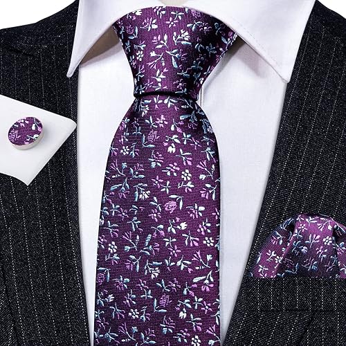 Miniatura 4 de Barry.Wang Conjunto de corbata de lunares para hombre, gemelos de pañuelo a cuadros, corbatas de moda, corbatas de boda y negocios