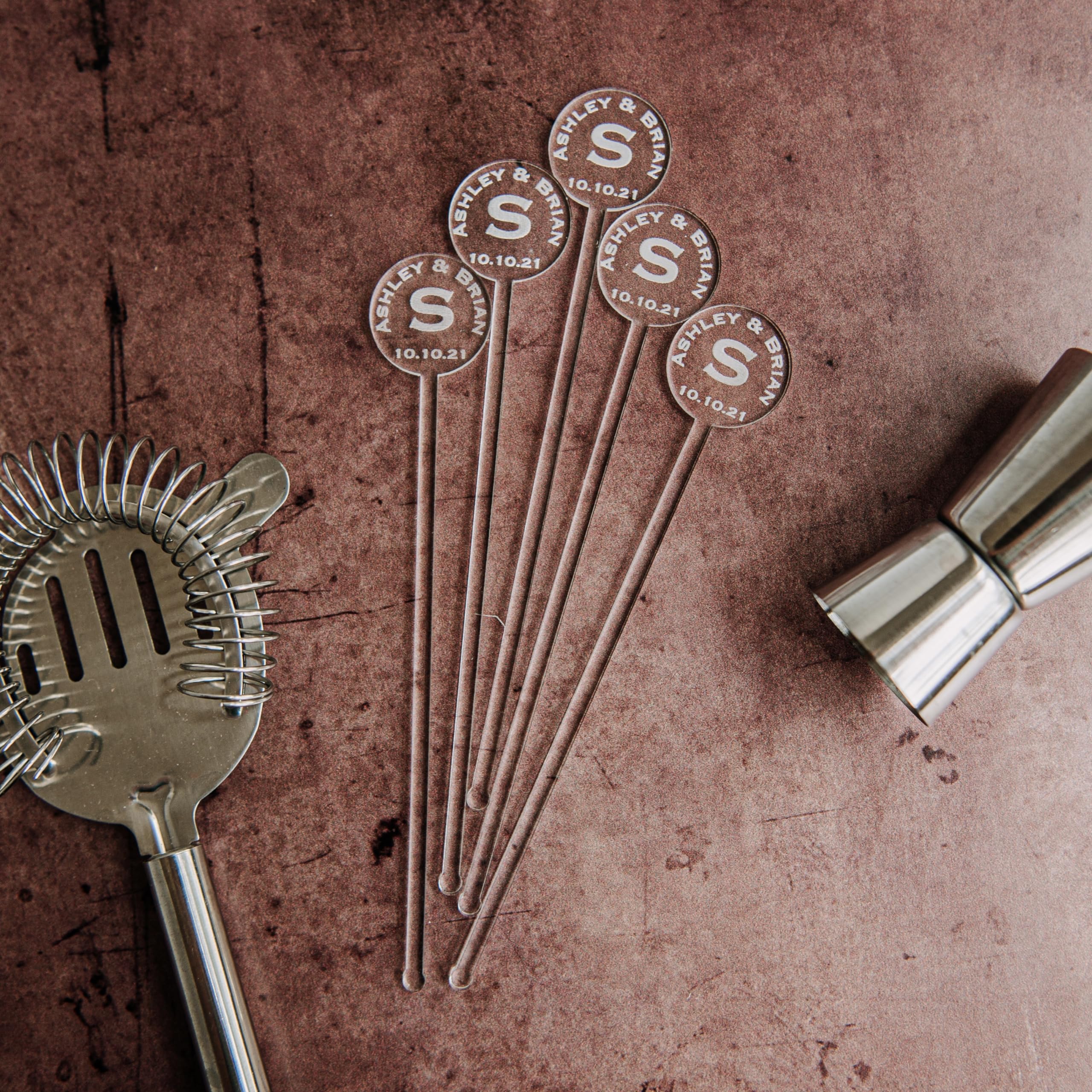 Set of 50 Custom Personalized Stirrer, Stirrer For Birthday Party, Wedding Drink Charms, Drink Names, Cocktail Tags, Couple Names,Acrylic Swizzle