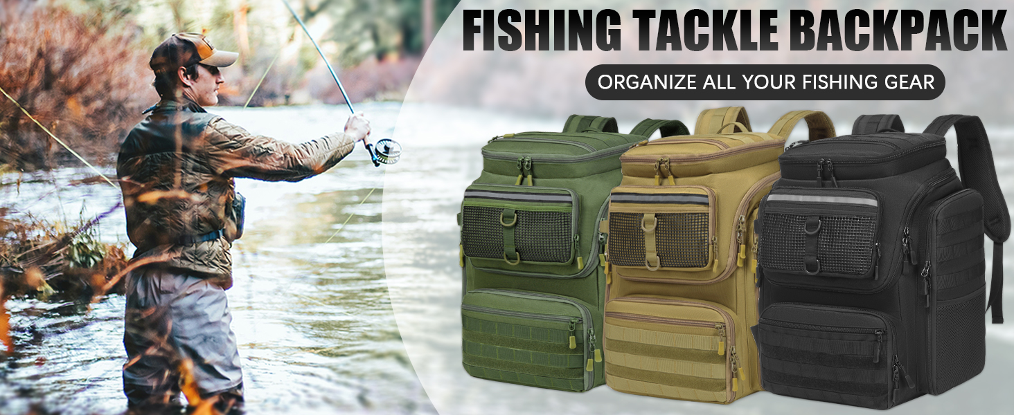 WEFLIER Angelrucksack 48L Mit Rutenhalter - Großes Angeltasche