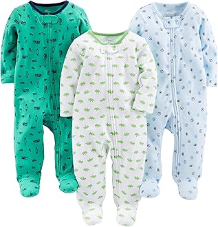 Simple Joys baby-boys 3-pack Sleep and Play Baby and Toddler Sleepers (pack of 3)