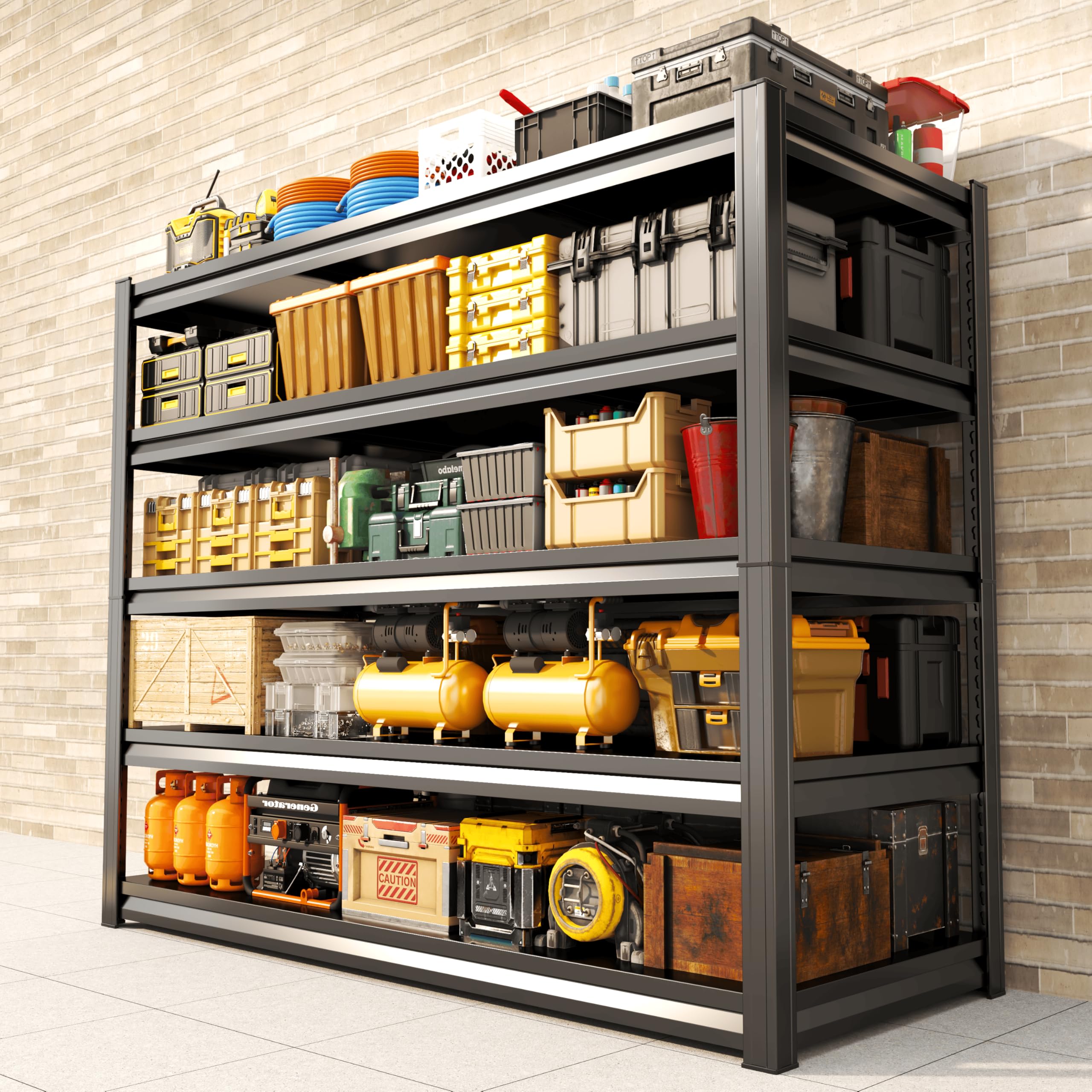 Heavy Duty Garage Shelving Unit, 5-Tier Adjustable Metal Storage Shelves, 3000LBS Utility Rack Shelf for Garage &amp; Basement,Tool Organization, Warehouse, Pantry Closet, Kitchen, 40" W, Black