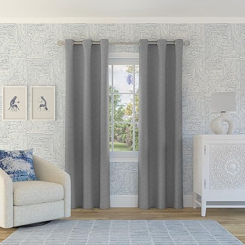 Miniatura 7 de Sun Zero Tulare - Cortina opaca térmica con ojales y textura completa, 40 x 63 pulgadas, color gris