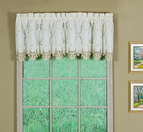 Vista 97 de Today's Curtain Verona - Persiana bordada inversa, 63 pulgadas, color crudo/antiguo