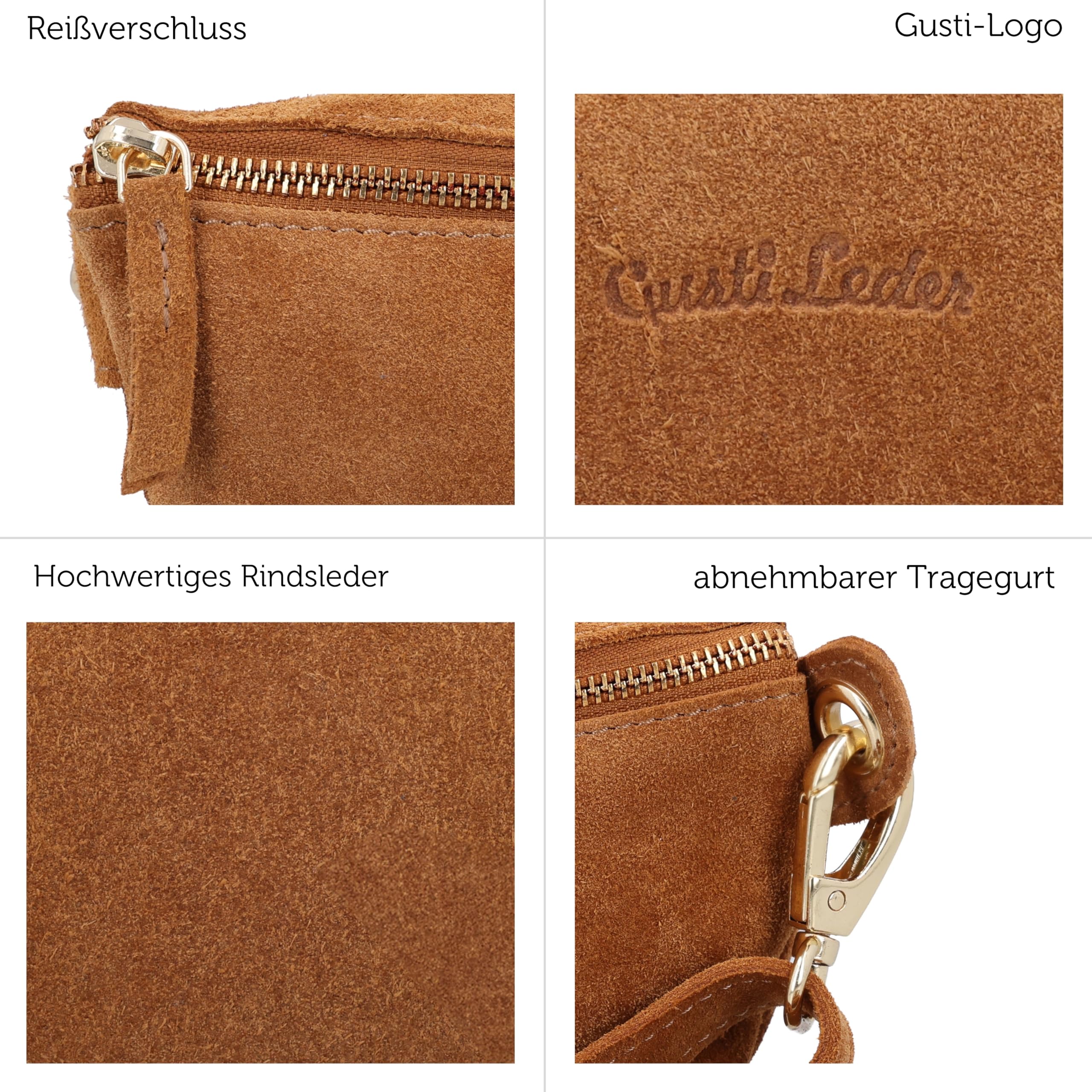 Gusti Leder Bauchtasche Rosamonde - Bauchtasche mit AirTag-Fach und verstellbarem Tragegurt