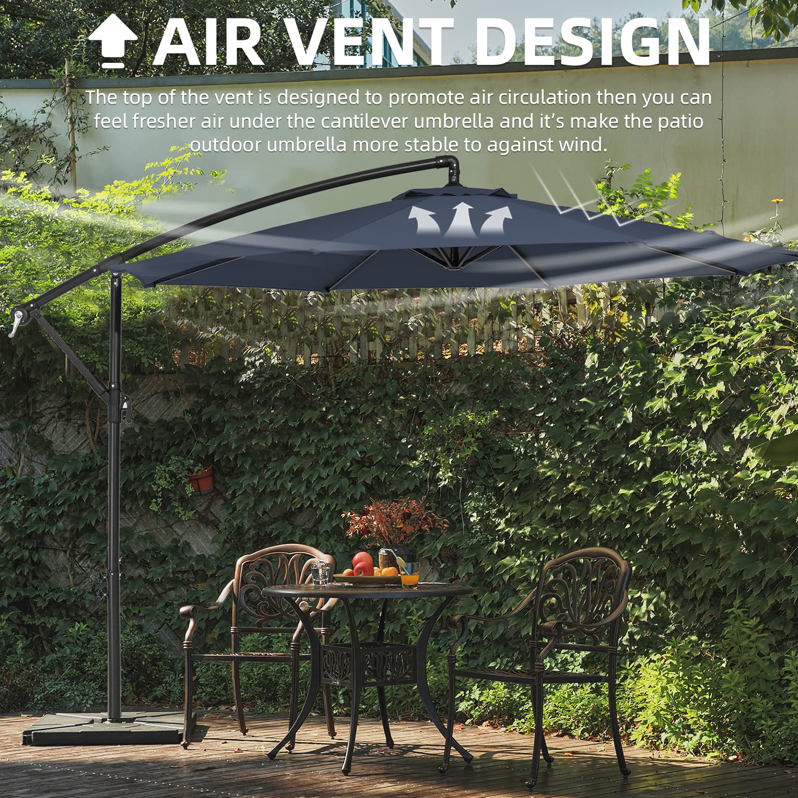 apluschoice 10 hanging roma offset umbrella outdoor patio cantilever Amazon.com : VOUA Patio Offset Umbrella 10ft Cantilever Umbrella 8 Ribs Hanging  Umbrella Large Outdoor Umbrella with Crank & Cross Base for Backyard,  Poolside, Lawn and Garden, Weight Base not Include, Navy