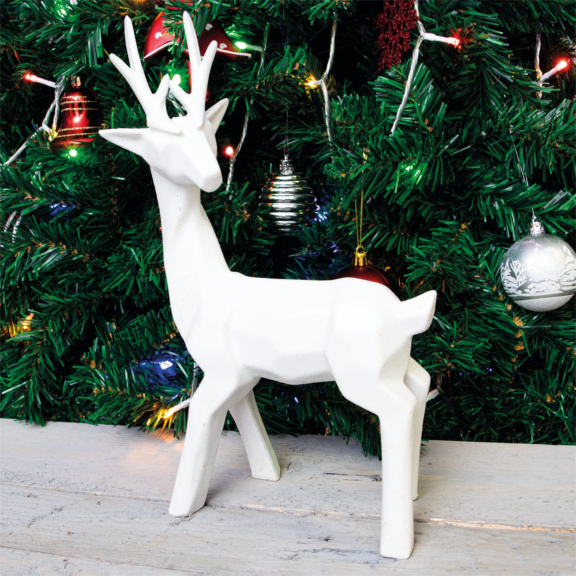 Netagon White Glitter Reindeer Figurine 31cm