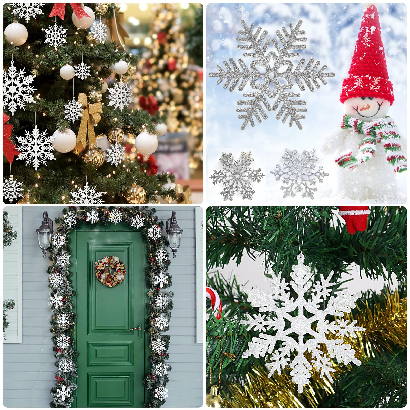 Truee 30 Pezzi Pendenti Fiocchi Di Neve Natalizi, Bianchi In Plastica Con Cordino, 7.5cm, 3 Forme Diverse Per Decorazione Albero Di Natale