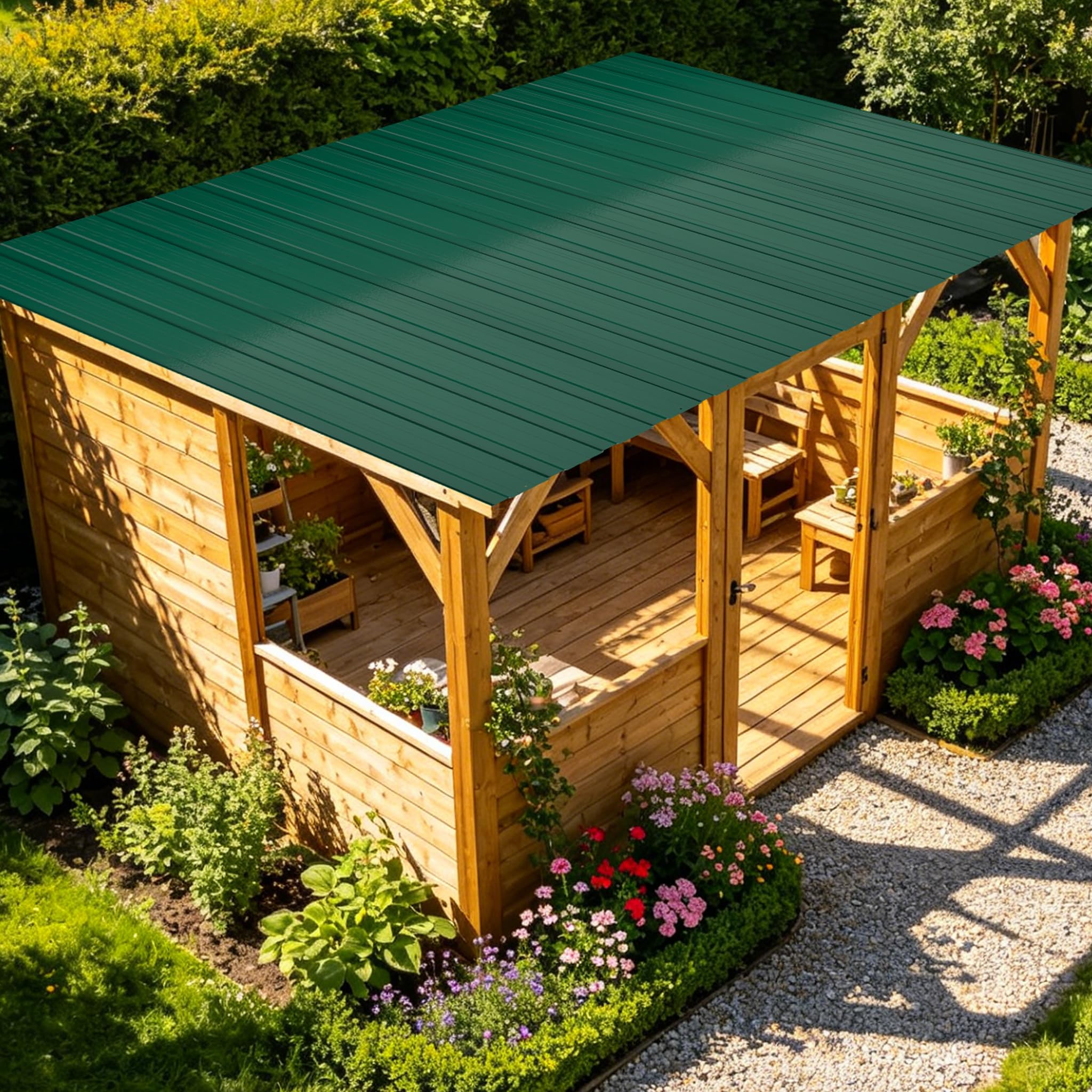 Profilblech Verzinkter Stahl Dachblech Set 12 m² 42,6x108 cm 0,25 mm Grün UV-beständig Winterfest
