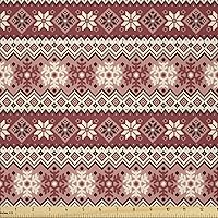 Vista 30 de Ambesonne Tela Navideña por Yarda, Tema Navideño con Hojas de Acebo Corona Bayas Ilustración Impresa, Tela Decorativa para Tapicería y Acentos