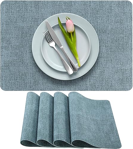 Miniatura 7 de More Décor - Manteles individuales de piel sintética para comedor y mesa de cocina, resistentes a las manchas y al calor, antideslizantes, lavables