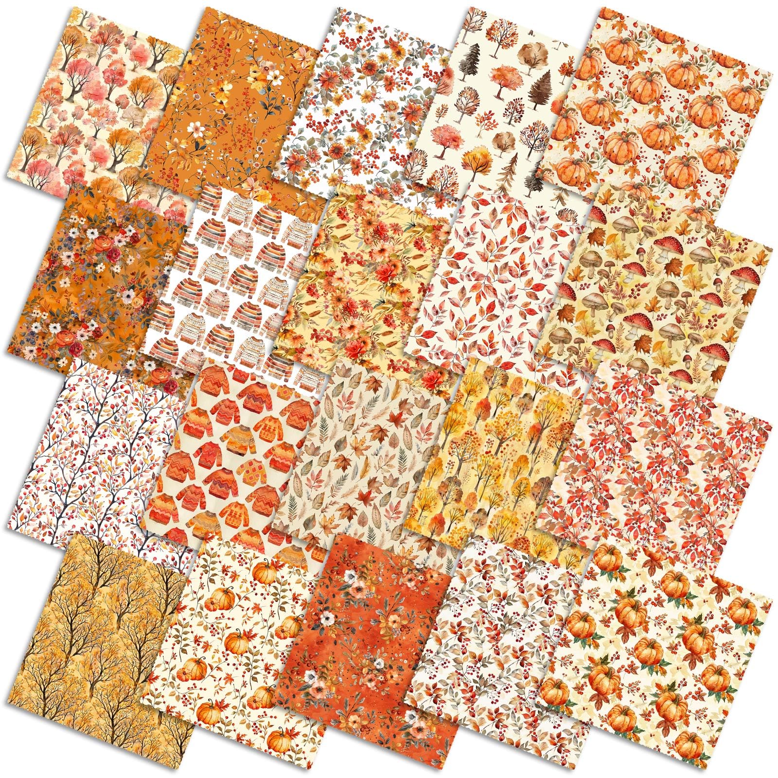 Ganeen 60 Pcs 10 x 10 Inch Fall Thanksgiving Quilting Fabric Squares