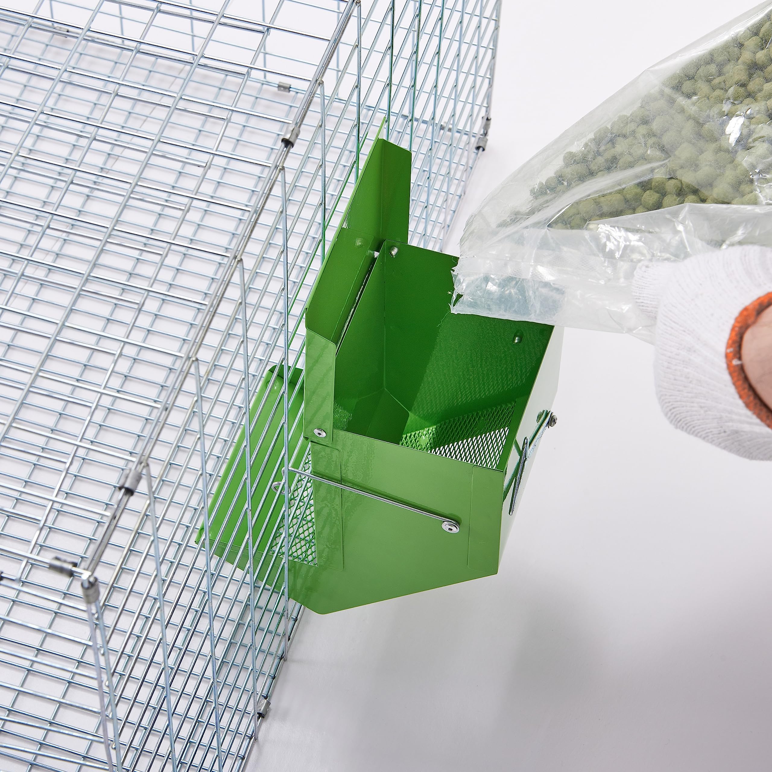 Metal Small Animal Feeder with Lid, Heavy Duty, Large Capacity Food Dispenser, Great for Rabbits, Guinea Pigs, Chinchillas and Other Small Animals. (4.6 inch, Green) - image 7