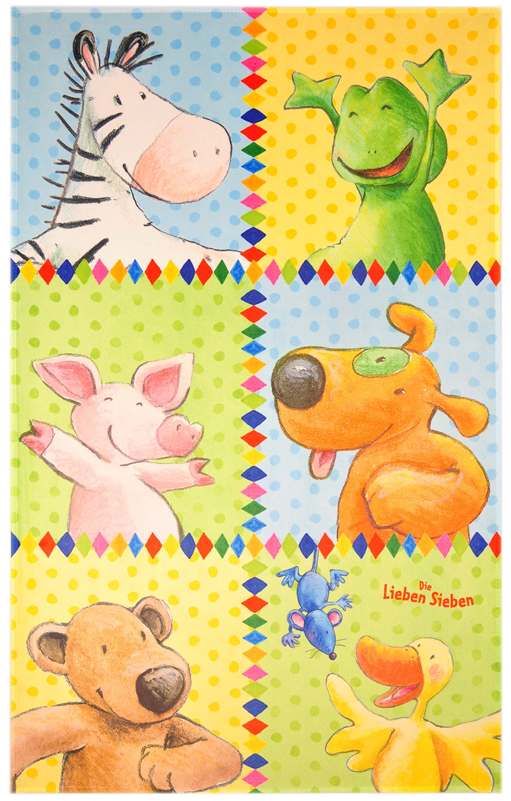 Die Lieben Sieben Kinderteppich Weich und Soft, 100x160 cm Farbe Bunt, Teppich mit Bildmotiv für Jungen und Mädchen, Kinderzimmer-Teppich Öko-Tex zertifiziert