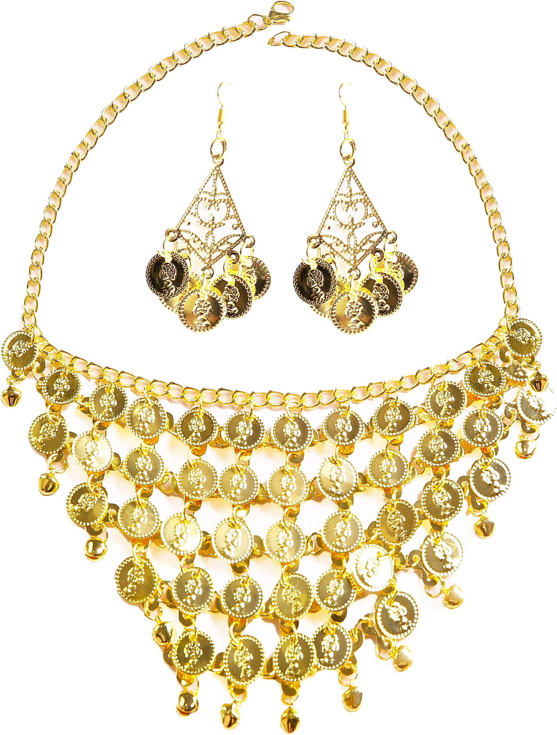 Belly Dance Golden/Silver Coins Necklace and Earrings Bracelets