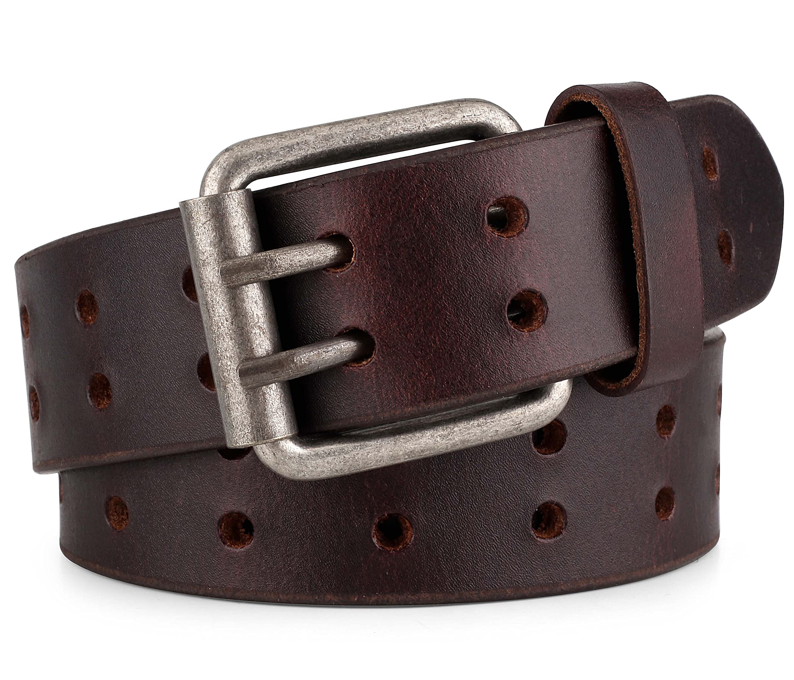 F&L CLASSICLeather Work Belt, Heavy Duty Double Prong full grain Leather Belts for Men 1 1/2", Mens Casual Belts for Jeans