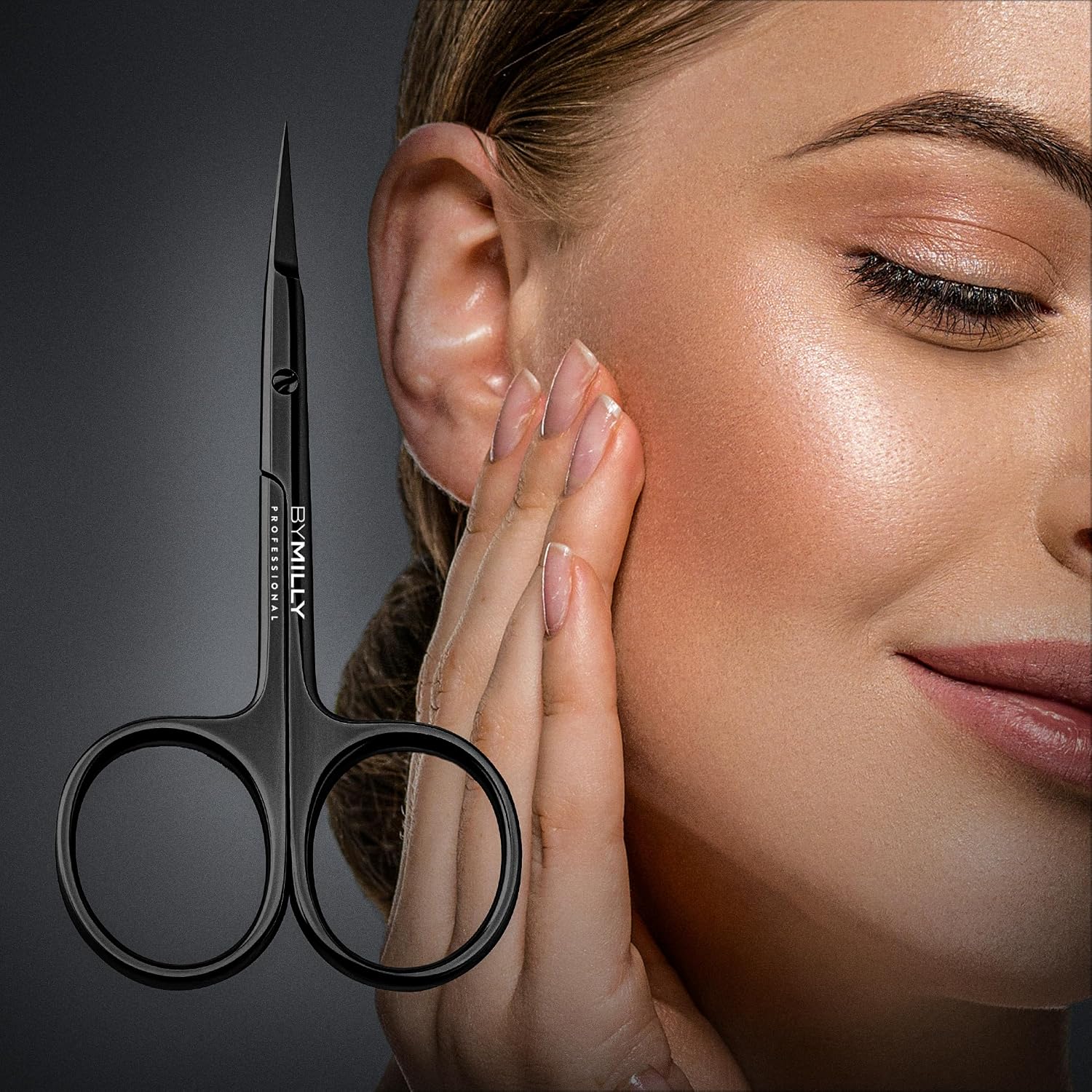 Cuticle Scissors, Curved Blades, Titanium Series, High Carbon Stainless Steel, Hand Sharpened (Titanium Black)