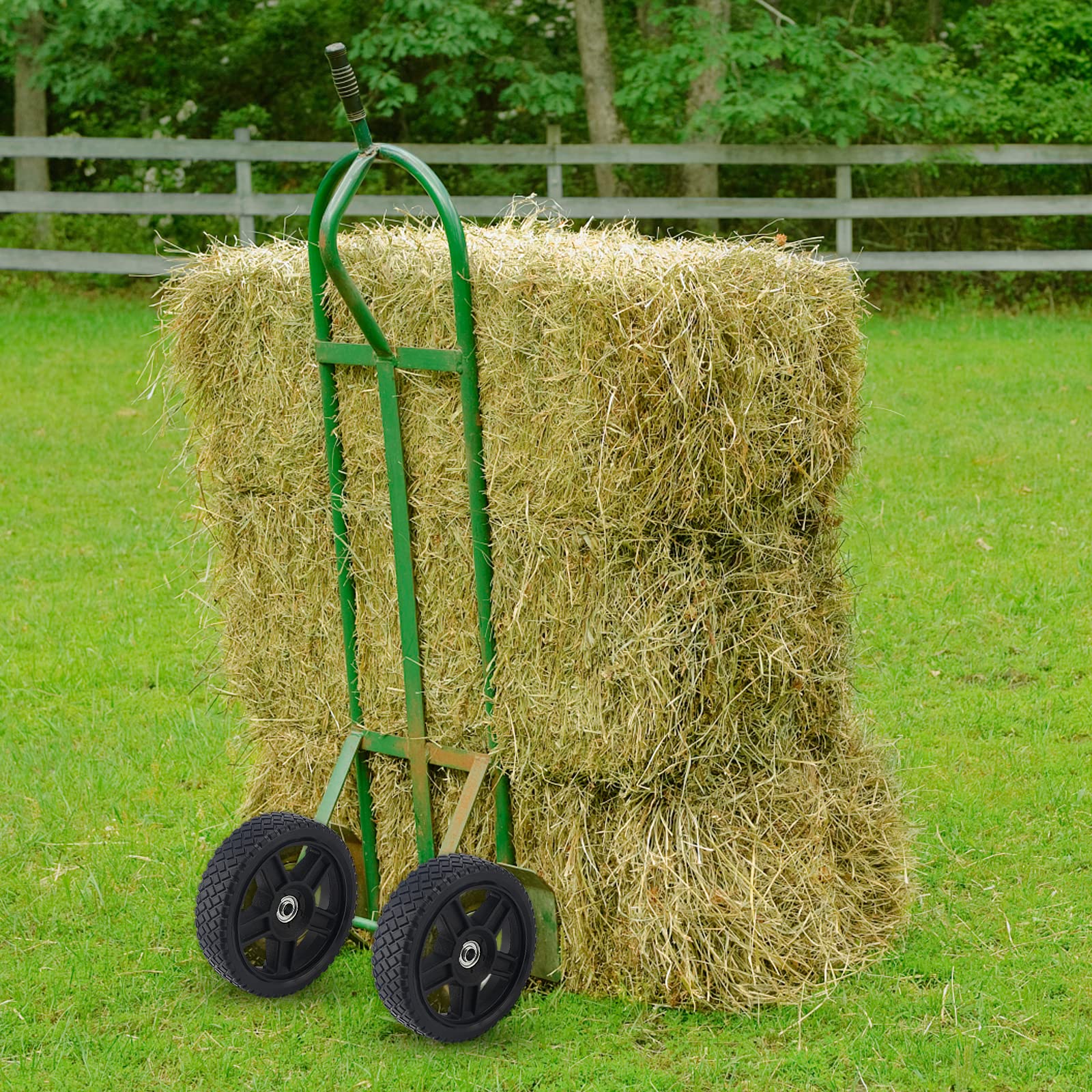 MOUYAT 4 PCS 8 Inch Lawn Mower Wheels, Black Plastic Spoked Wheel, Replacement Tire for Hand Trucks, Push Mowers