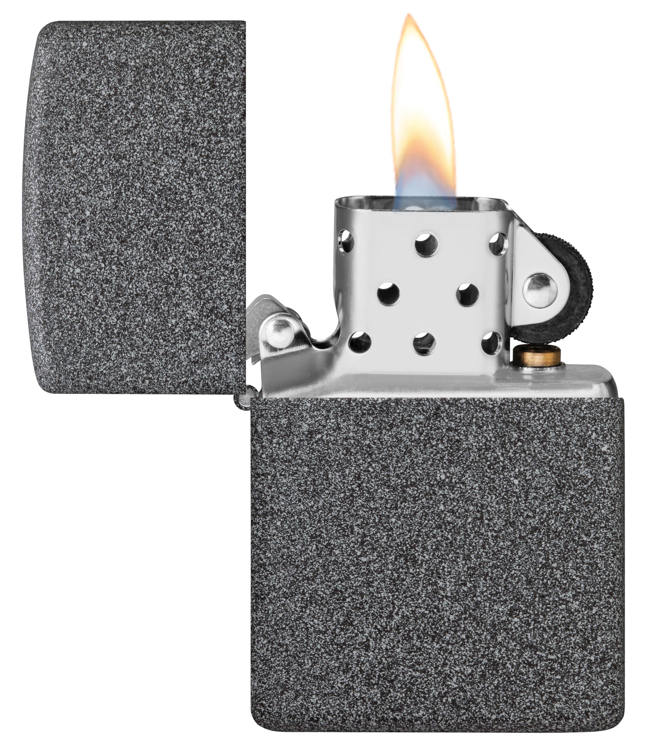 Zippo Sturmfeuerzeug - Iron Stone mit seitlicher Flammengravur - Nachfüllbar - Wiederverwendbar - Windfestes Design - Geschenkbox - Made in USA - Amazon Exclusive – Bild 3