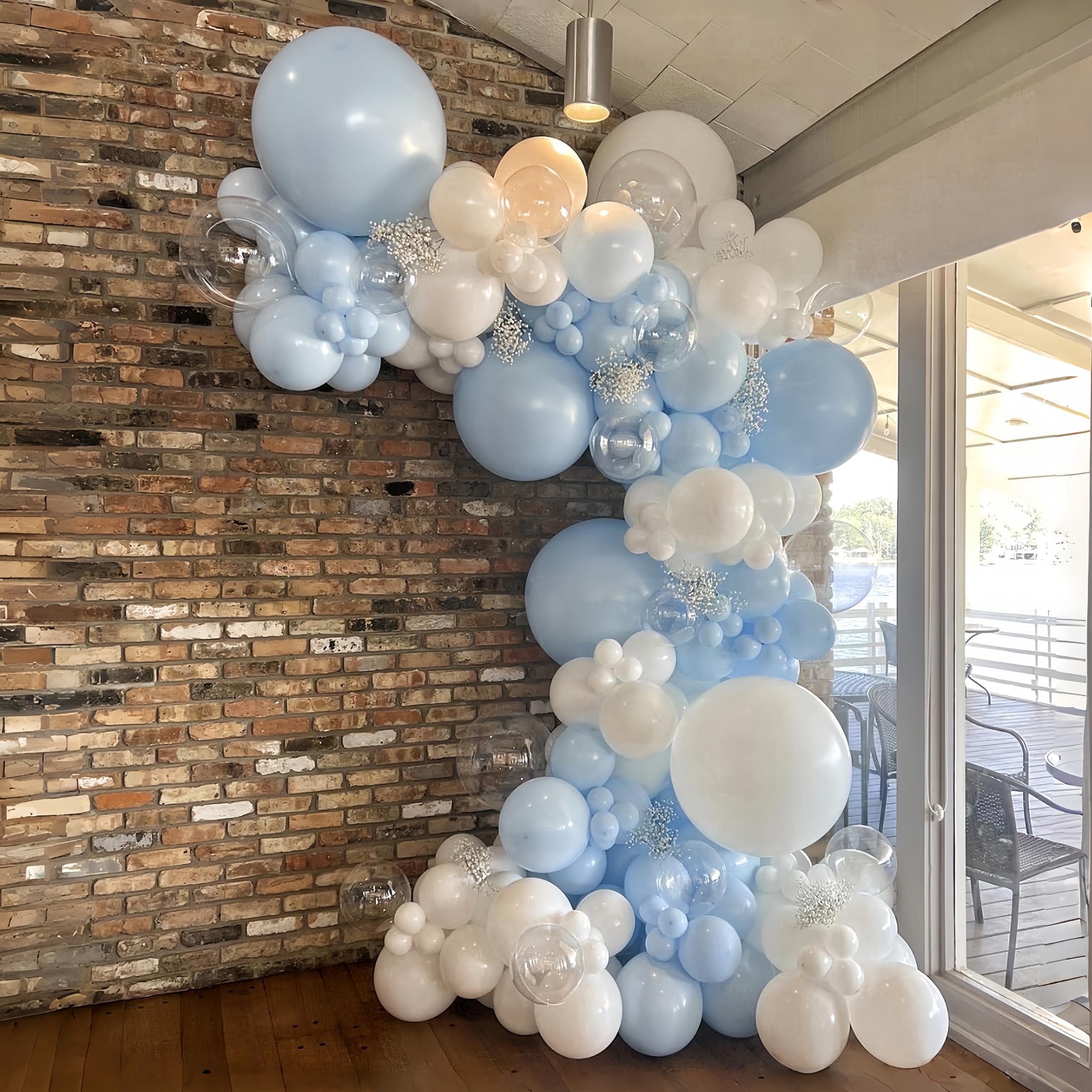12 Zoll Luftballons Pastell Blau Weiß Geburtstagsdeko, 35 Stück Hell Blau Pearl Weiß Transparenter Latexballon, Pastell Helium Ballons für Geburtstag Babyparty Brautparty Hochzeit Verlobung Winter
