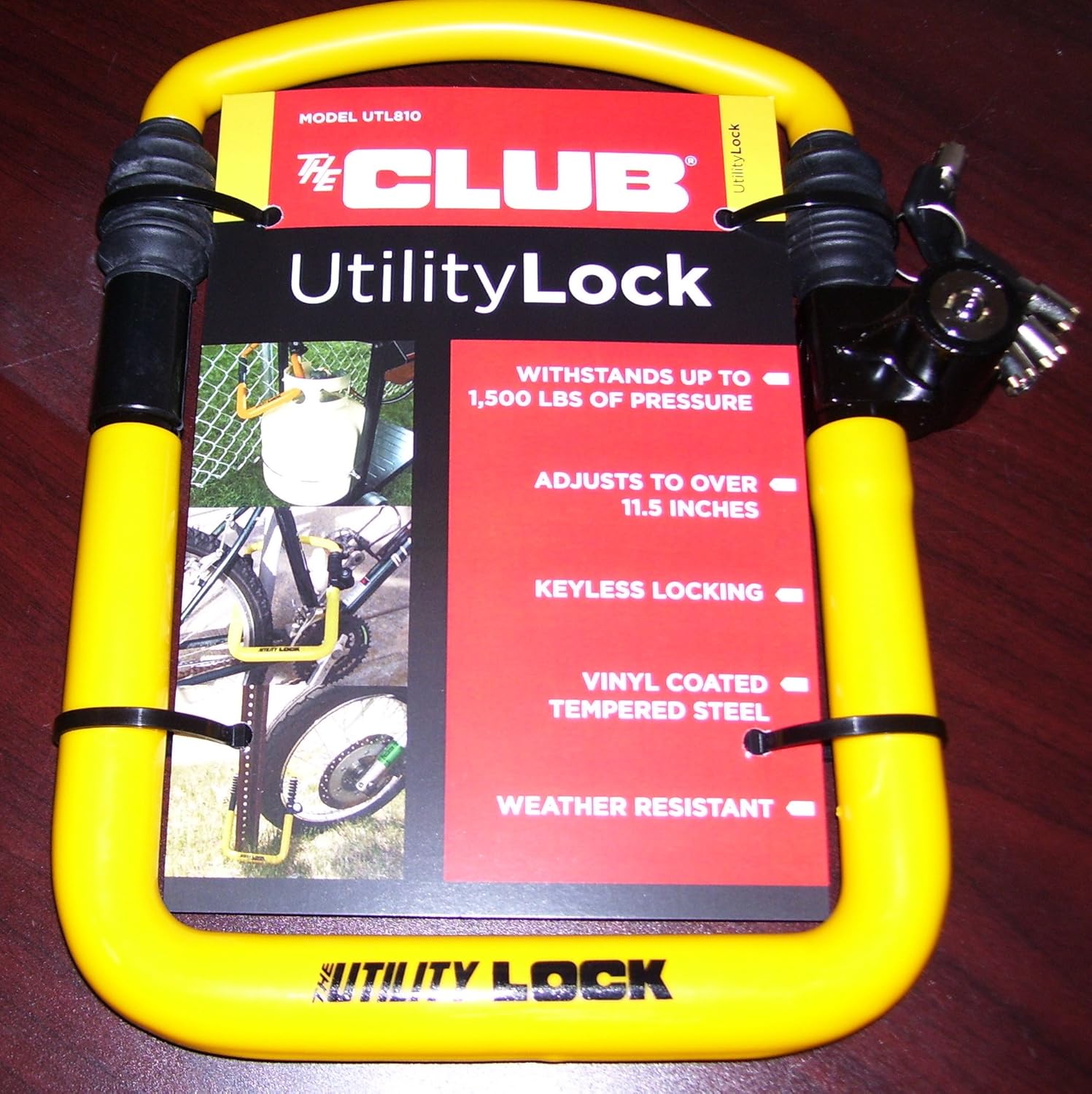 Winner International The Club UTL810 Utility Lock, Yellow, 8.5"-11.5"