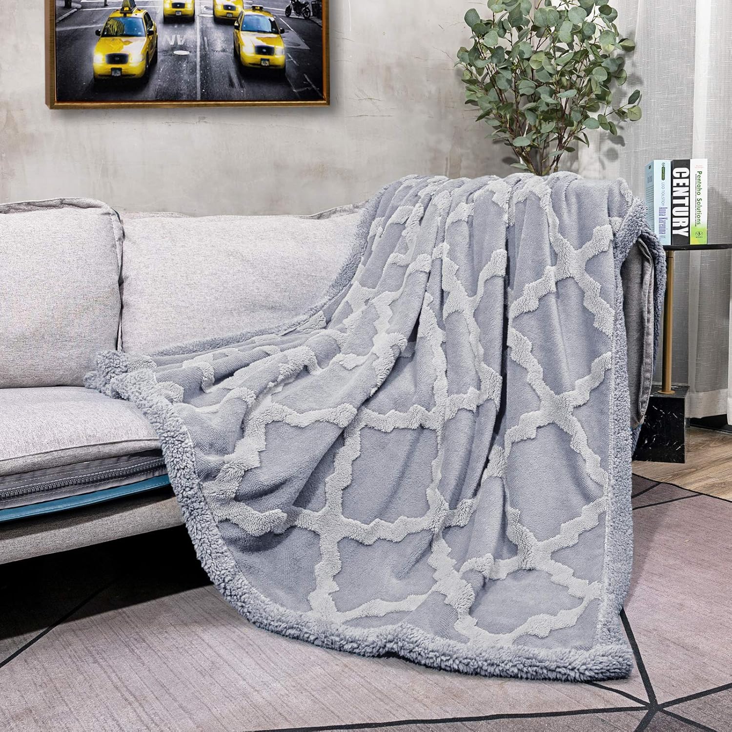 CAMPIR Sherpa Throw Blankets for Bed,Super Soft Warm Dual Sided Blanket,Machine Washable Plush Fleece Blankets,Fuzzy Blanket for Sofa Couch Bed(Dark Grey, 51"x63"): Kitchen & Dining