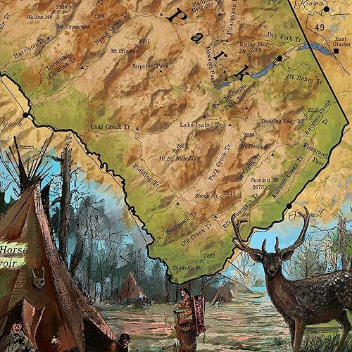 Miniatura 4 de Senderismo Parque Nacional Glaciar Montana - Manta de mapa antiguo, manta de forro polar Sherpa vintage para cama, sofá, silla, sofá, regalo y