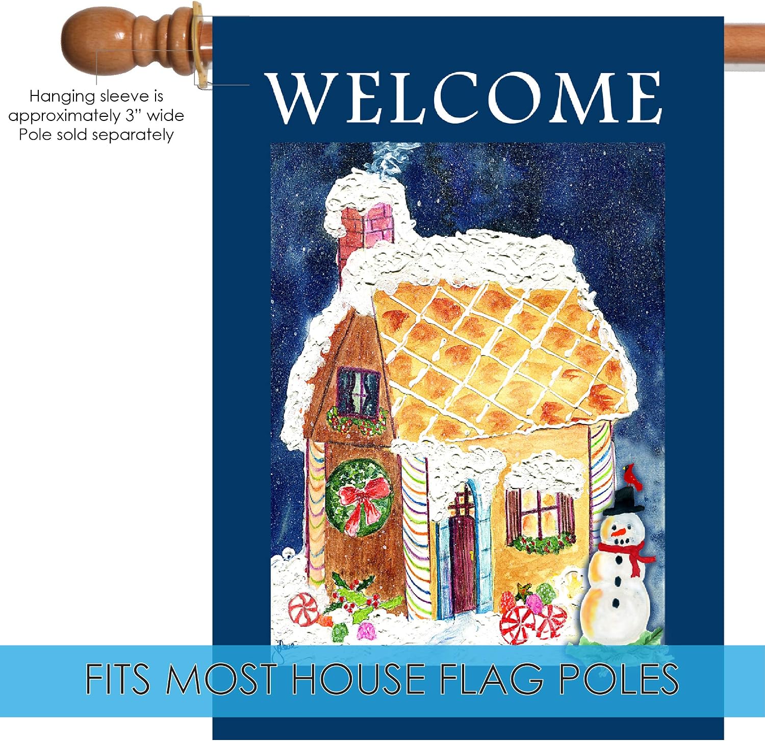 Toland Home Garden 101304 Gingerbread Welcome Winter Flag 28x40 Inch Double Sided Winter Garden Flag for Outdoor House Christmas Flag Yard Decoration