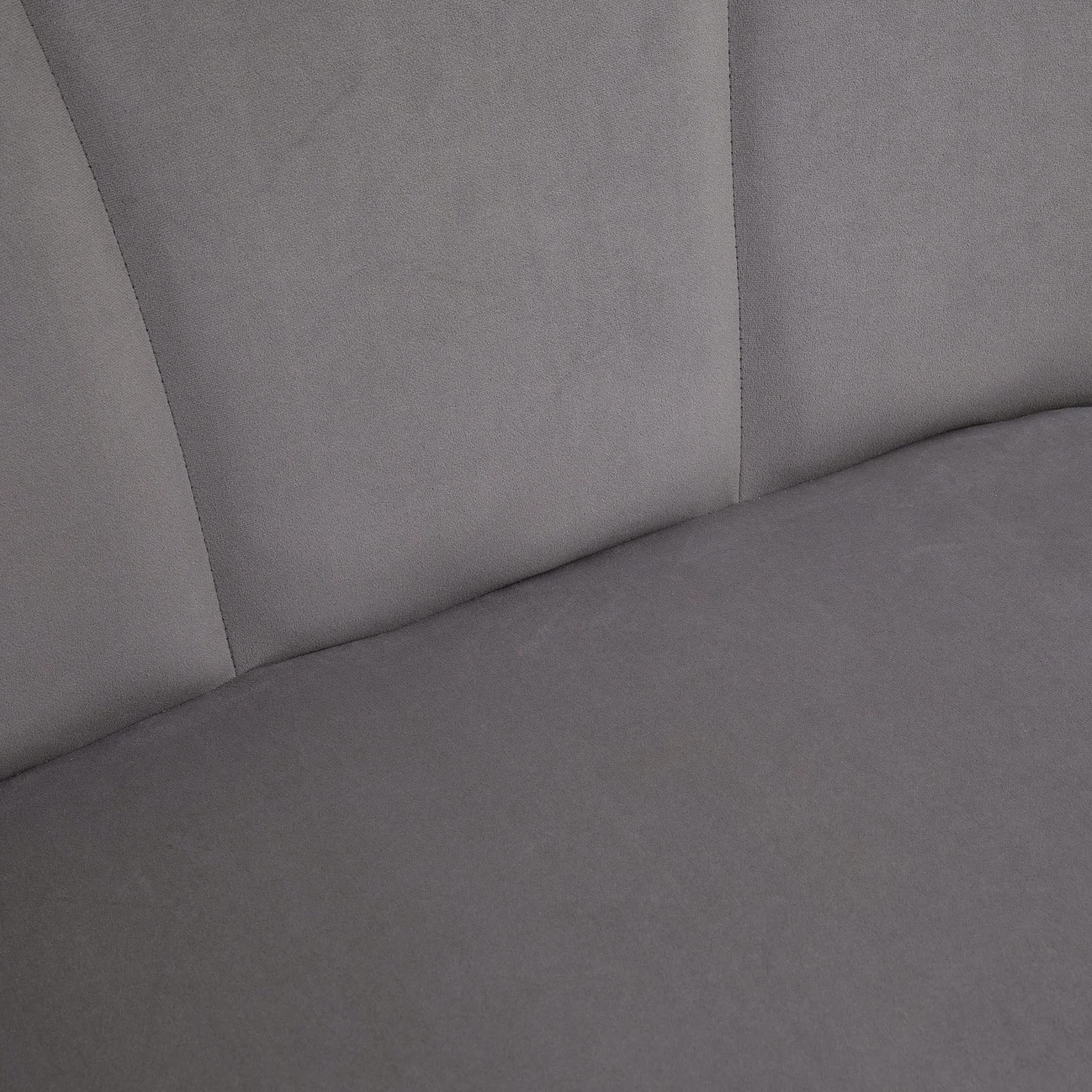HOMCOM Divano 2 Posti in Velluto, Divano a Conchiglia, Divanetto da Salotto, con Gambe in Metallo, Stile Moderno, Elegante, da Soggiorno, 132x66x80cm, Grigio