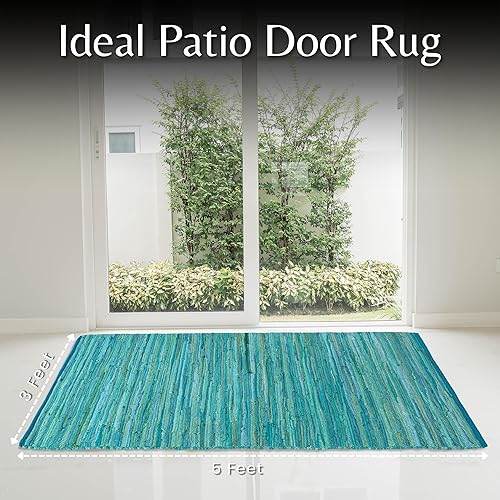 Miniatura 55 de Alfombra de trapo 100% algodón de 2 x 3 pies, lavable multicolor, alfombra Chindi tejida a mano y reversible para sala de estar, cocina, entrada