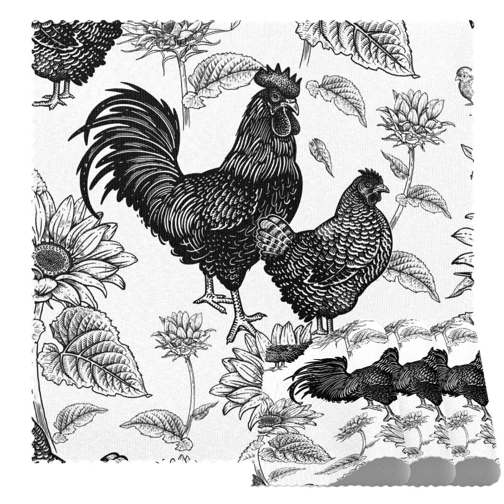 Sets de table antidérapants lot de 4 anti-rayures motif coq pour protéger la table