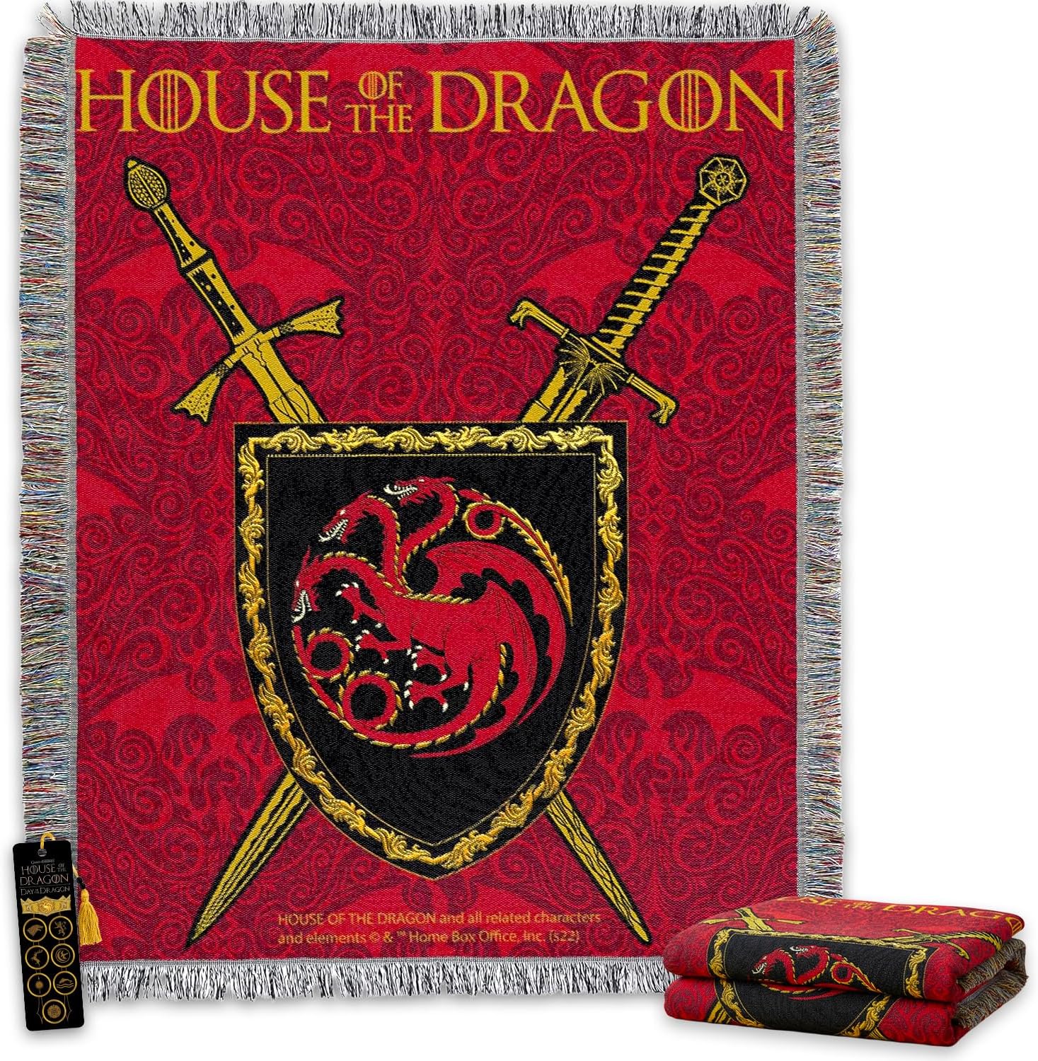House of the Dragon Blanket Set - Bundle with Game of Thrones Tapestry Blanket Plus Bookmark for Kids, Adults, Teens | Cozy Game of Thrones House of the Dragon Throw Blanket 48" x 60"