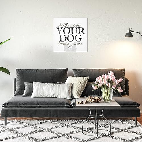 Miniatura 3 de Wynwood Studio Lienzo moderno de animales  Sé la persona que piensa tu perro, arte de pared para sala de estar, dormitorio y baño, 20 x 20 pulgadas,