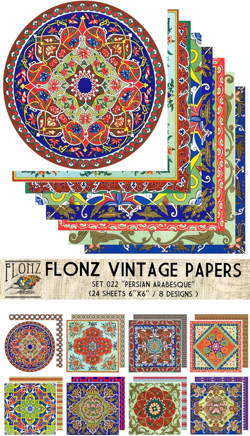 Decoupage-Papier Set Vintage Blumen | 24 Blatt, 15,2x15,2 Cm | Für Serviettentechnik & Scrapbooking
