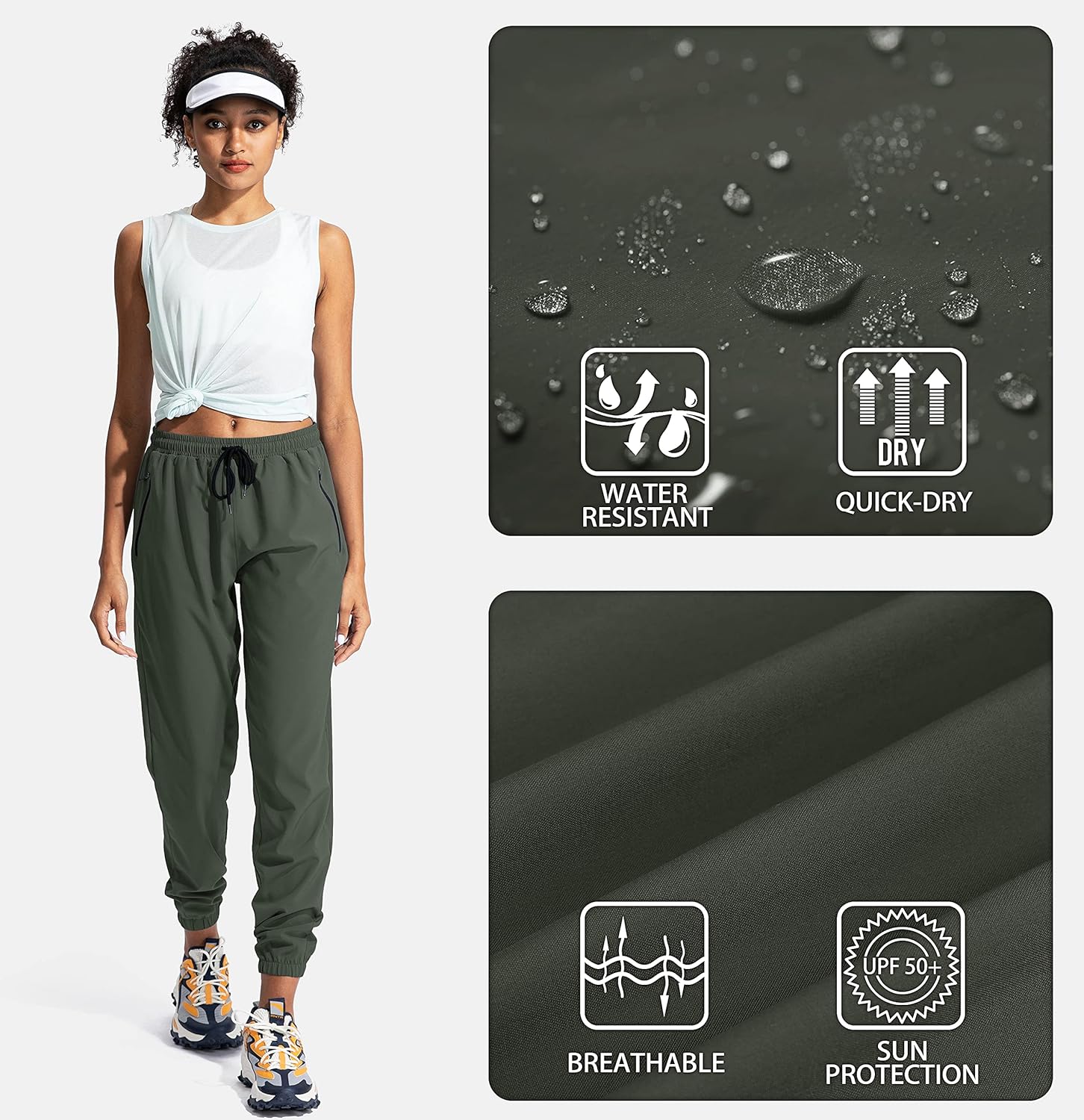 Viodia Women's Hiking Cargo Pants Quick Dry Lightweight Joggers UPF50 Summer Camping Pants for Women with Pockets : Clothing, Shoes & Jewelry