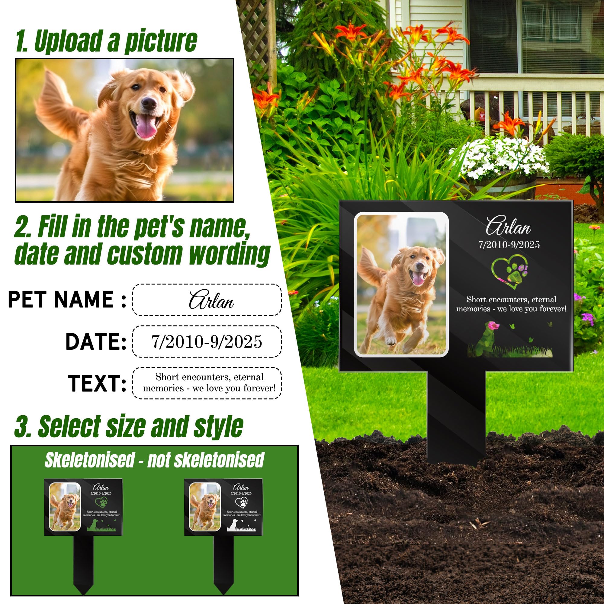 Targa Commemorativa Personalizzata per Animali Domestici, Targhetta Commemorativa da Giardino per Animali Domestici, Placca Commemorativa per Cani, Tombe, Decorazione Commemorativa