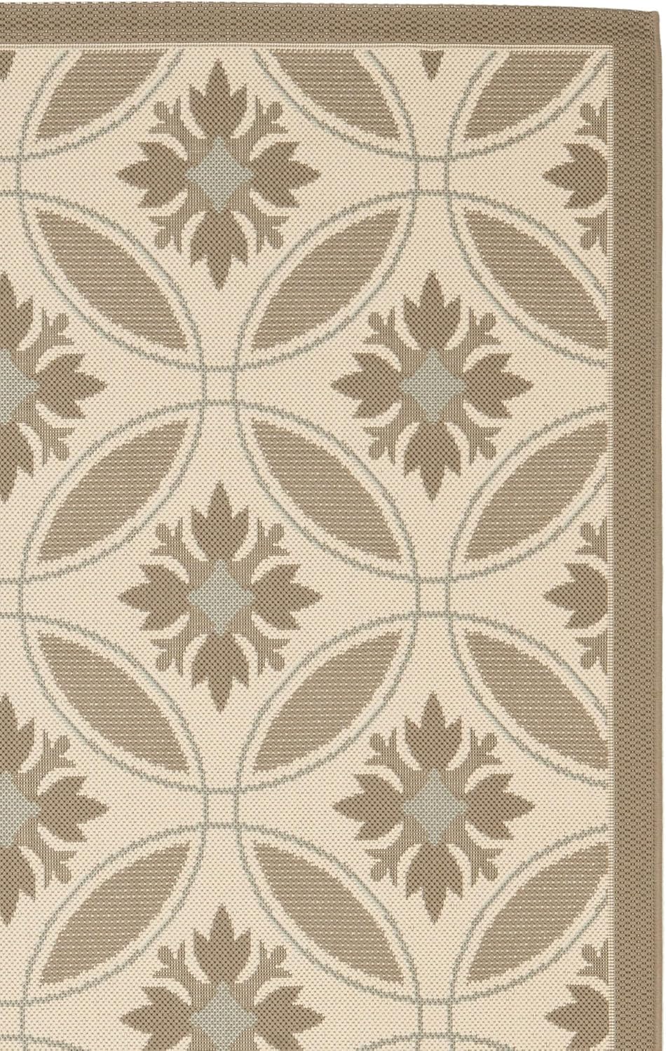 SAFAVIEH Washable Rug Outdoor Courtyard Collection - 5'3" x 7'7", Beige & Dark Beige, Non-Shedding & Easy Cleaning, Ideal for Patio, Backyard, Mudroom (CY7844-79A18)