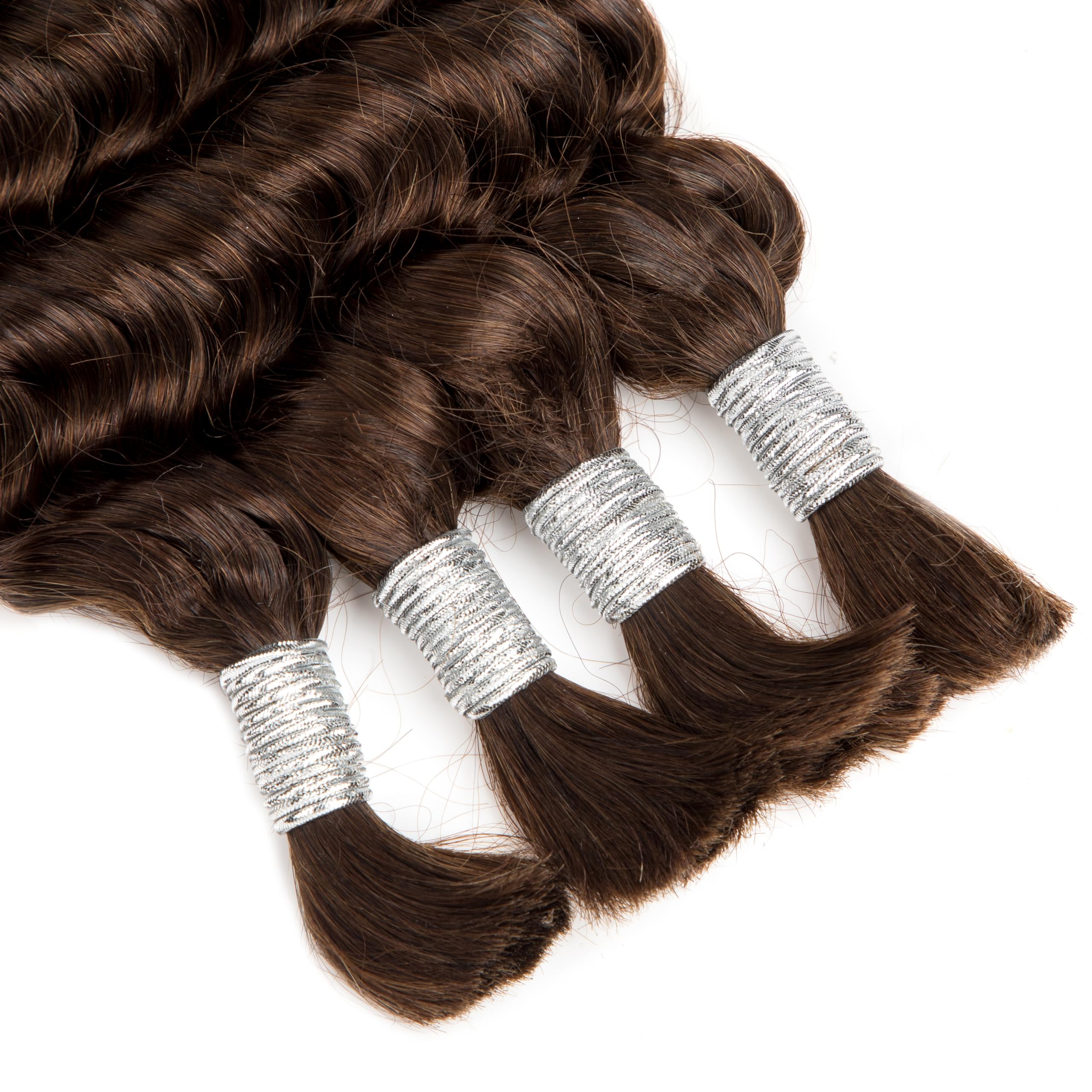 Human Braiding Hair for Boho Braids 14 inches Human Hair for Braiding No Weft Deep Wave 4 Bundles/Pack (Total 100G) #4 Light Brown Color - Image 4