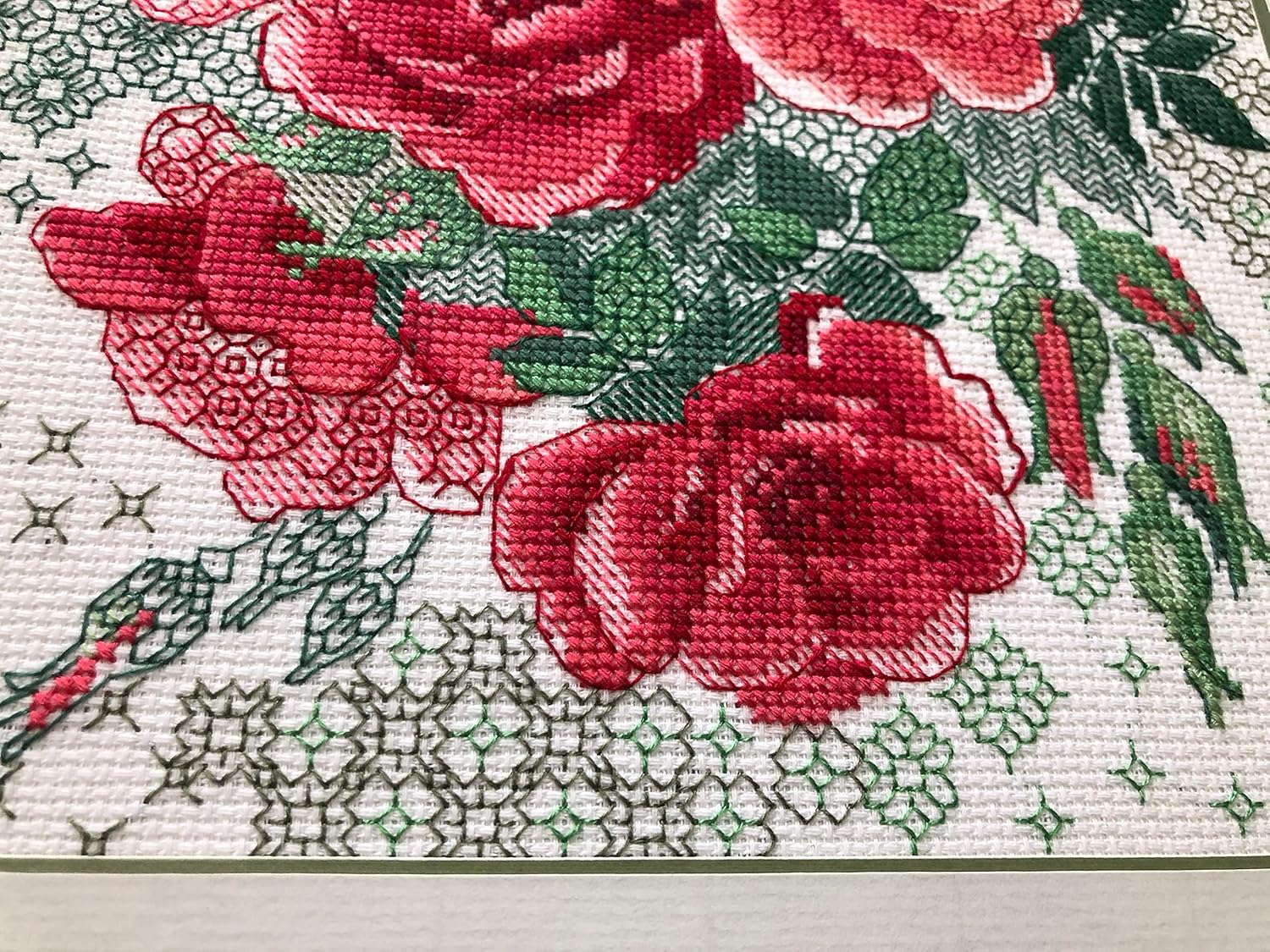 RIOLIS - Red Rose Hip 1916, Floral Cross Stitch Kits 7.75"X7.75", Cross Stitch Kits for Beginners & Advanced, Crossstitching Kits Adult, Counted Stitching Kits, Flowers Embroidery Kit