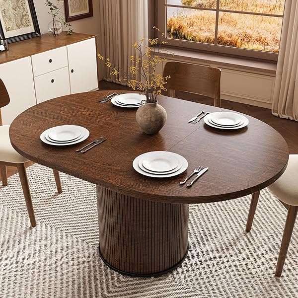 Extendable Round Walnut Dining Table