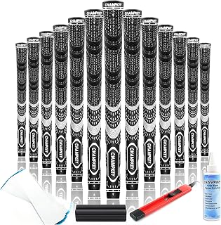 CHAMPKEY Premium Hybrid Golf Grips 13-Pack with Install Kit - Half Corded All-Weather Midsize Grips for Traction & Control