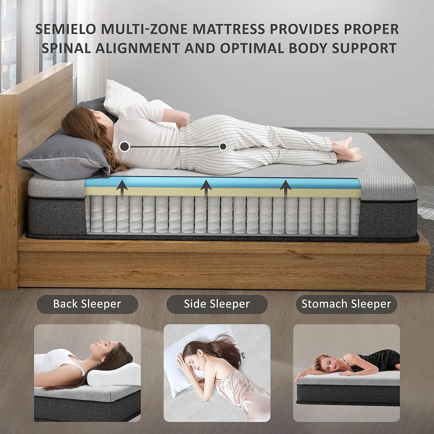 Queen Mattress, 10 Inch Memory Foam Hybrid Mattress/CertiPUR-US Certified/Bed in a Box/Pressure Relieving/Bamboo Charcoal Cover, Medium Firm Innerspring Mattress with Pocket Springs