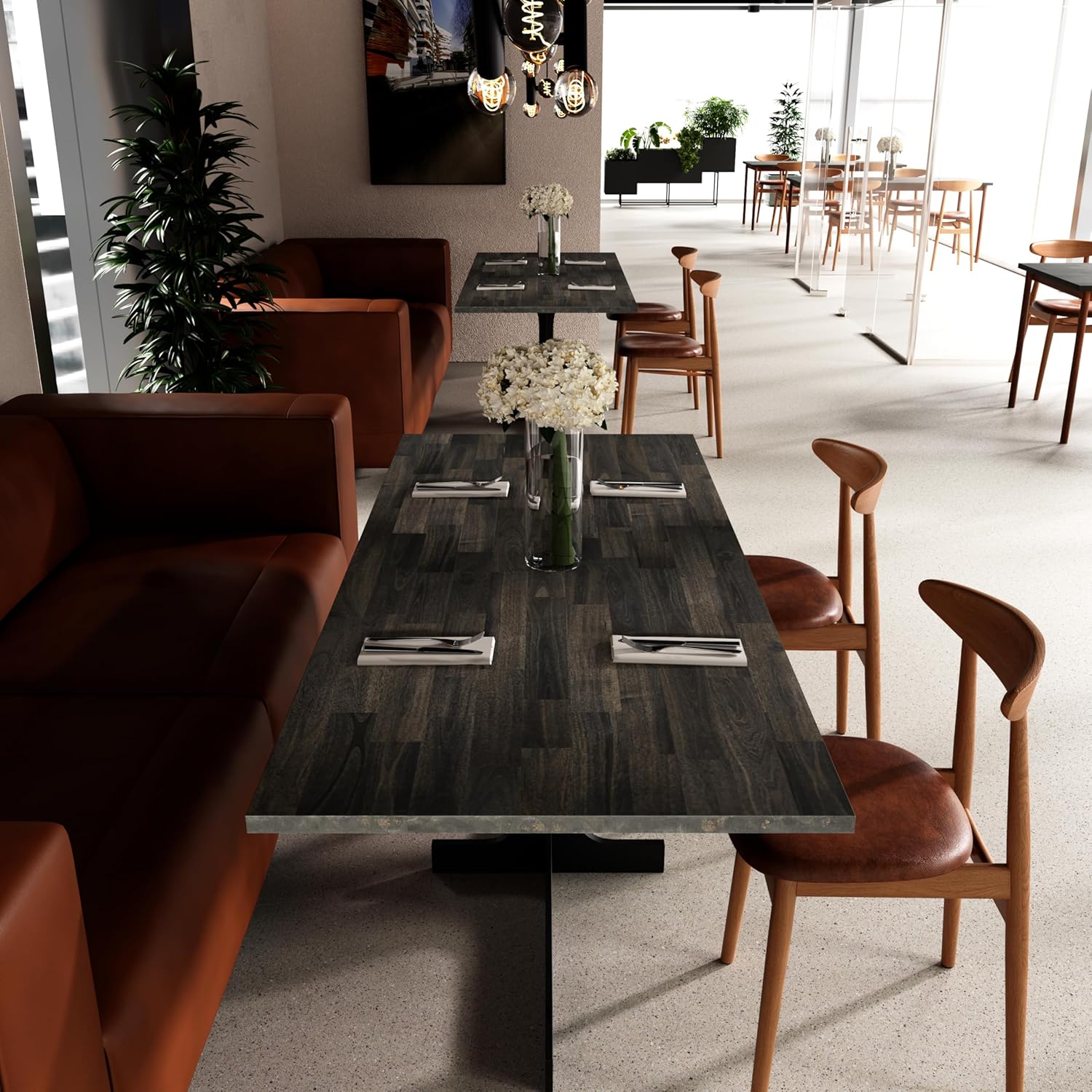 Howizz 60 x 25 in. Solid Wood Table Top, Mocha Stained Acacia Desktop for Standing Desk/Office Tabletop/Countertop, 0.7in. Thick
