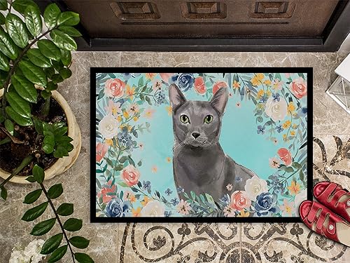 Miniatura 3 de Caroline's Treasures CK3390MAT - Felpudo azul de 18 x 27 pulgadas para puerta delantera, para interiores y exteriores, para entrada, antideslizante,