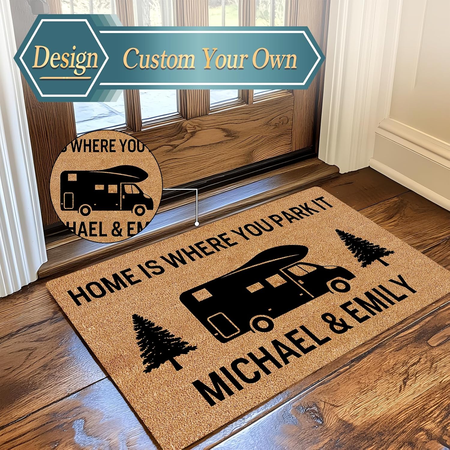 Personalized Outdoor Rv Door Mat for Camping, Custom Camper Doormat with Name for Rv Outside, Customized Door Mats Outdoor Rv, Personalized Camping Rv Doormat with Name