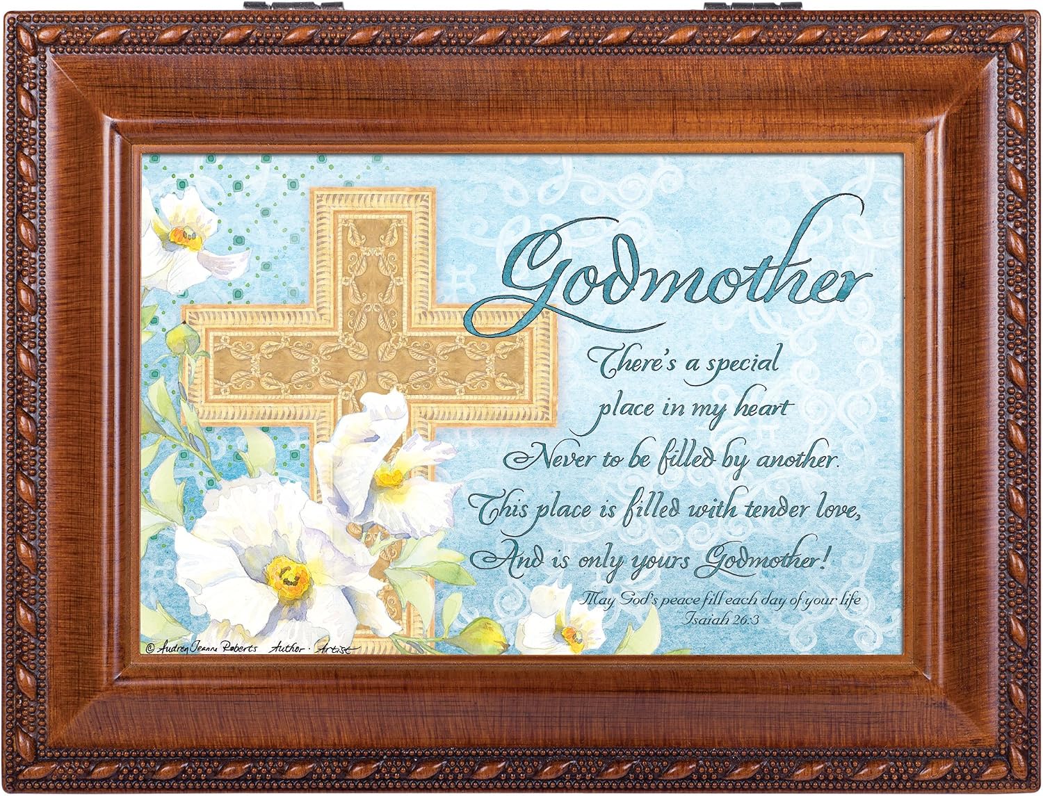 Cottage Garden Godmother Woodgrain Inspirational Traditional Music Box Plays Ave Maria image 2