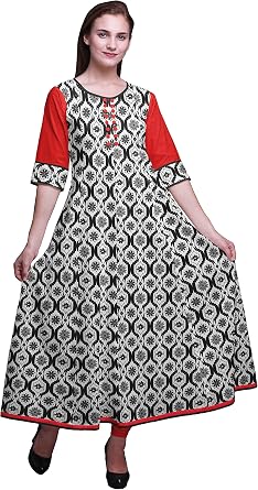 Bimba Print Long Anarkali for Women Indian Kurti Casual Ethnic Tunic