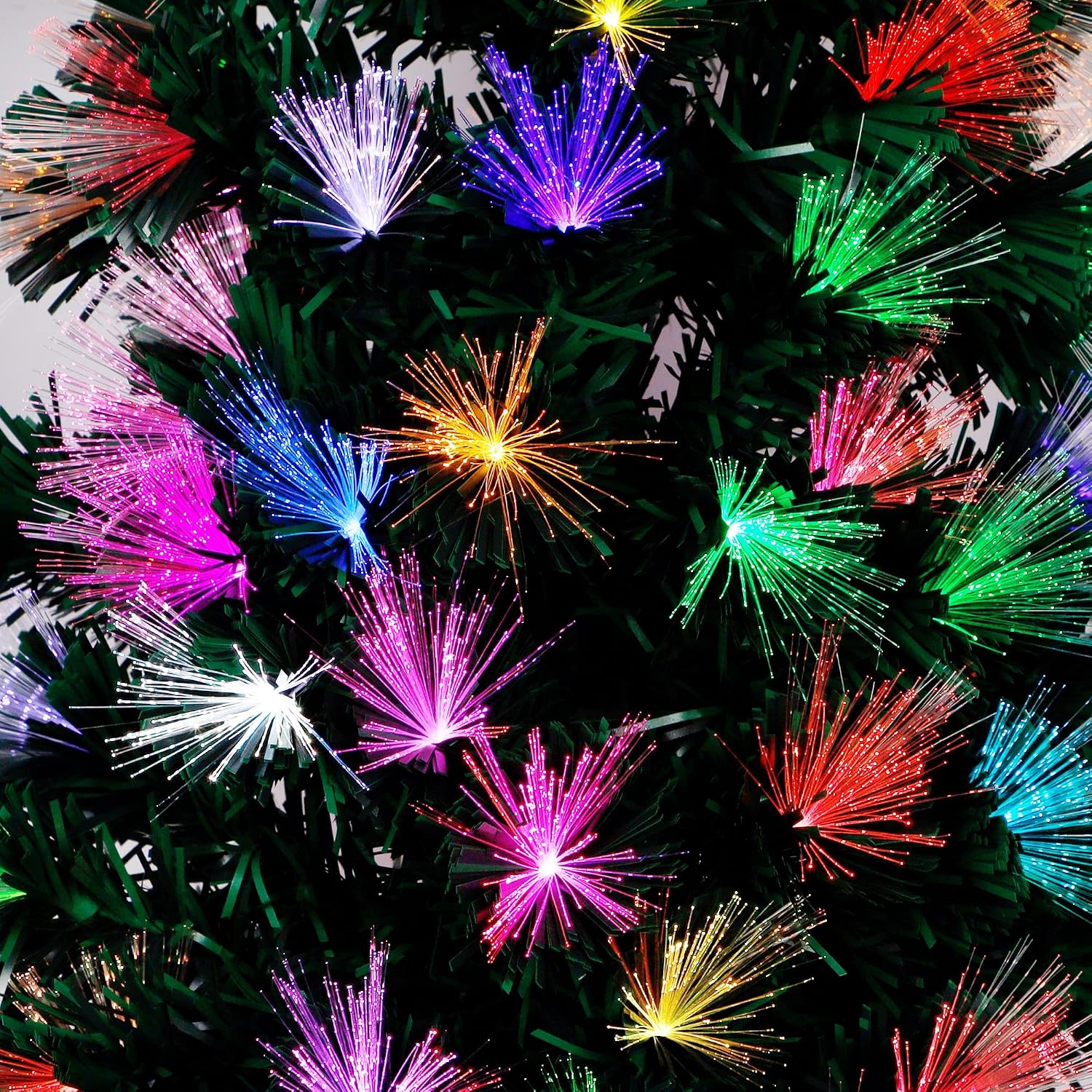Blissun 6 ft Pre-Lit Fiber Optic Christmas Tree, Prelit Artificial Christmas Tree with Color Changing Lights and Top Star, Xmas Pine Tree for Indoor and Outdoor Holiday Christmas Decorations